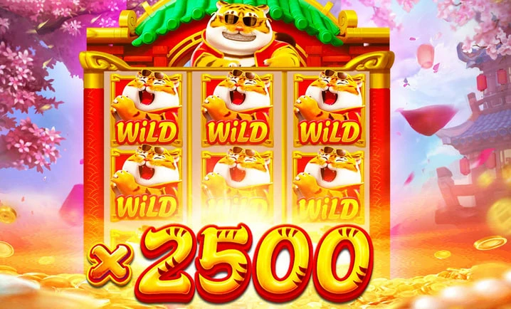 Demonstração do Tigre Sortudo, mostrando o jogo com moedas e um grande prêmio